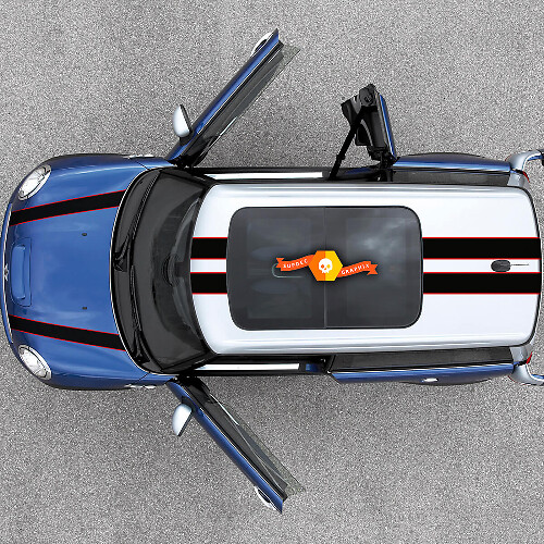 Dubbele Racing Motorkap Dak Vinyl Decal Sticker voor MINI Cooper 2007-2013