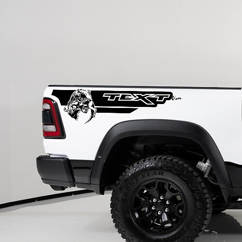TRX-stijl aangepaste tekst achterste zijstrepen vinyl stickers voor Dodge Ram 1500