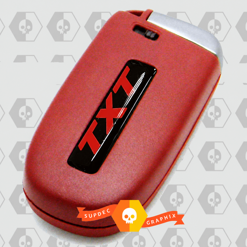 SRT Style Red TXT Domed Inlay Pair — Vinylsticker (afstandsbedieningssleutel) voor Dodge Challenger