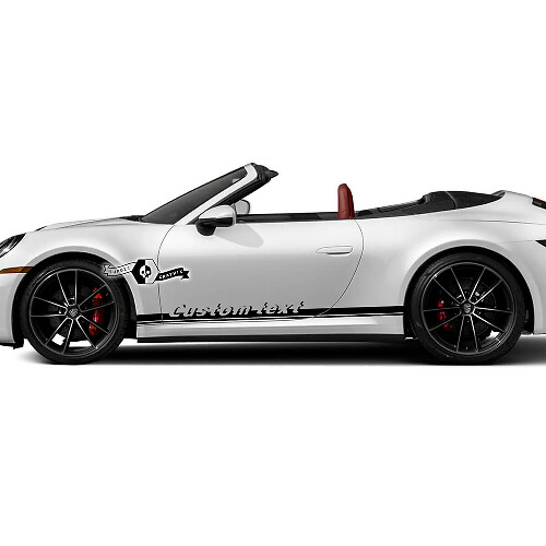 2 Porsche 911 Porsche Carrera Rocker Panel Side Custom Text Stripes Deuren Kit Decal Sticker
