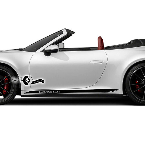 2 nieuwe Porsche 911 Porsche Carrera Rocker Panel Side Line Slim Stripes Doors Up Kit Decal Sticker Aangepaste tekst
