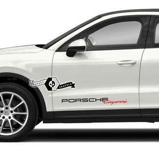 2 Porsche Cayenne zijdeurensets Logo-stickers Stickers 2 kleuren
