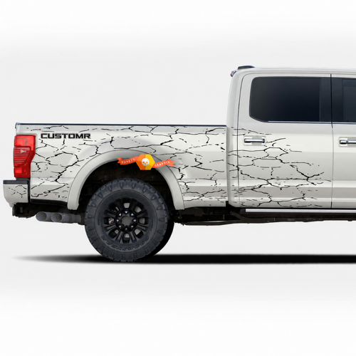 CUSTOMR Gebarsten Deur- en Bakwrap Kit Vinyl Sticker voor Ford F-250 F-350