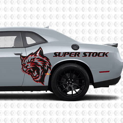 Wildcat Super Stock zijvinyl decal set voor Dodge Challenger of Charger