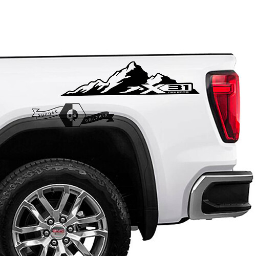 X31 Off Road Mountain Side Vinyl Stickers voor 2023 GMC Sierra 1500
