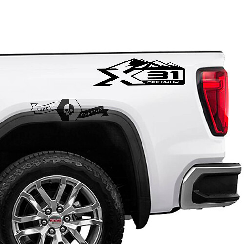 X31 Off Road Mountain Style Zij Vinyl Stickers voor GMC Sierra 1500