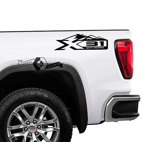 X31 Off Road Mountain Style Zij Vinyl Stickers voor GMC Sierra 1500