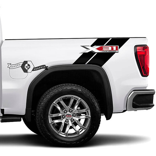 X31 Off Road Hash Side Vinyl Decals voor 2023 GMC Sierra 1500