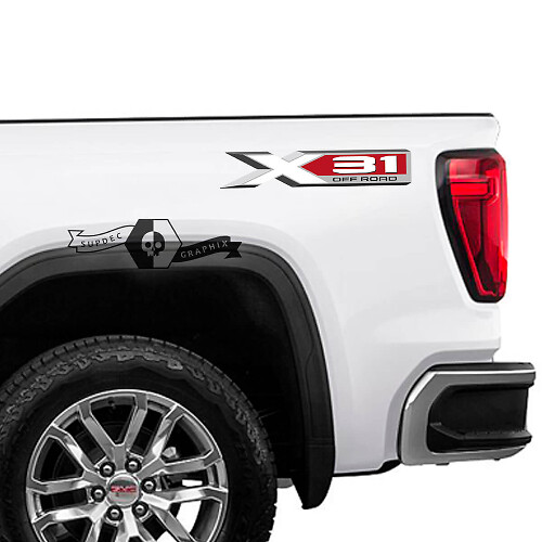 X31 Off Road Achterzij Vinyl Decal Set voor GMC Sierra 1500