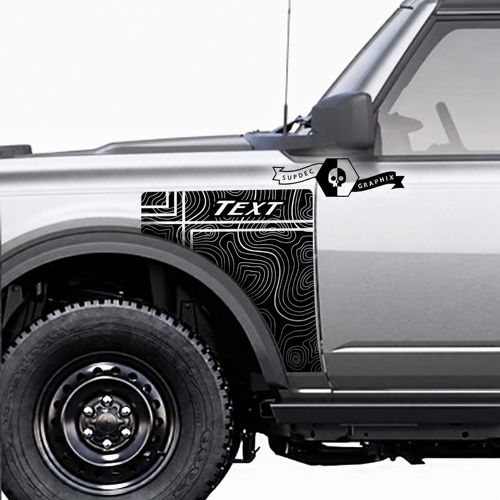 Aangepaste Tekst Vintage Logo Everglades Stijl Topografische Kaart Zijpaneel Vinyl Decal Set Versie 3 Paar voor Musclecar horse
