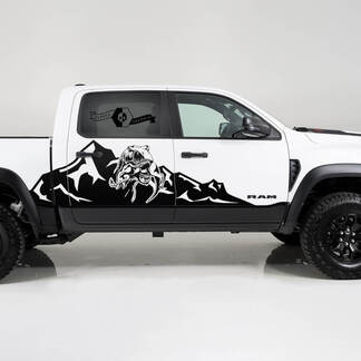 2x Dodge Ram TRX Rebel 2022 2023 1500 Side Splash vernietigd TRX Raptor Mountains Truck Vinyl Decal Graphic eten
