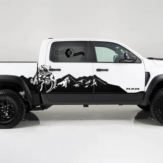 2x Dodge Ram TRX Rebel 2022 2023 1500 Side Splash TRX Raptor Mountains Truck Logo Vinyl Decal Graphic eten
