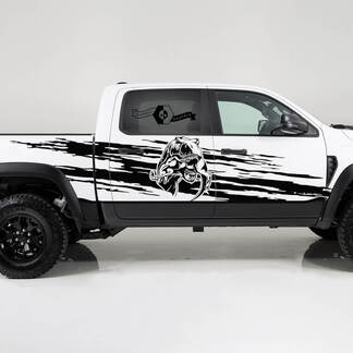 2x Dodge Ram TRX Rebel 2022 2023 1500 Side Splash vernietigd TRX Raptor Truck Vinyl Decal Graphic eten
