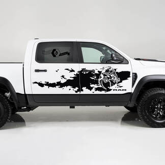 2x Dodge Ram TRX Rebel 2022 2023 1500 kant vernietigd TRX eten Raptor Logo Truck Vinyl Decal Graphic
