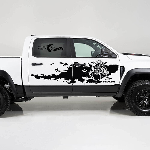 TRX Eet Modder Spatstijl Zijvinyl Decal Kit voor Dodge Ram1500 2021+