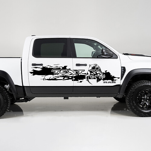 Aangepaste tekst Vernietigde stijl zijkant vinyl decal sticker voor Dodge Ram 1500