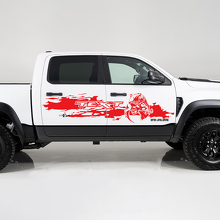 Aangepaste tekst Vernietigde stijl zijkant vinyl decal sticker voor Dodge Ram 1500_2