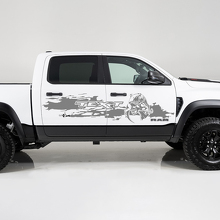 Aangepaste tekst Vernietigde stijl zijkant vinyl decal sticker voor Dodge Ram 1500_3