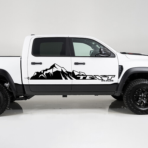 Grote Berg & Aangepaste Tekst Zij Vinyl Decal Sticker voor Dodge Ram 1500