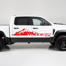 Grote Berg & Aangepaste Tekst Zij Vinyl Decal Sticker voor Dodge Ram 1500_2