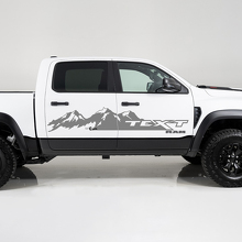Bergketen & Aangepaste Tekst Zij Vinyl Decal Sticker voor Dodge Ram 1500_2