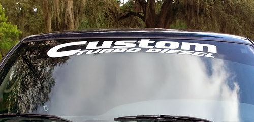 Cummins Custom Turbo Diesel Banner — Vinylsticker (voorruit) voor Dodge Ram 1500