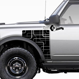 Paar Ford Bronco geometrische Everglades stijl zijpaneel vinyl sticker sticker grafische kit 3
