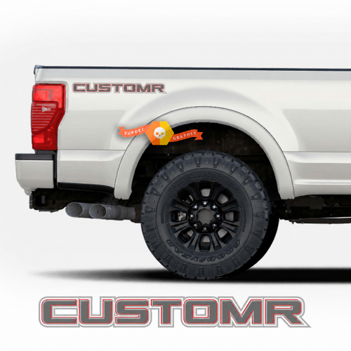 CUSTOMR Red Double Outline Lettering Pair Laadbakzijde Vinylsticker voor Ford F-150