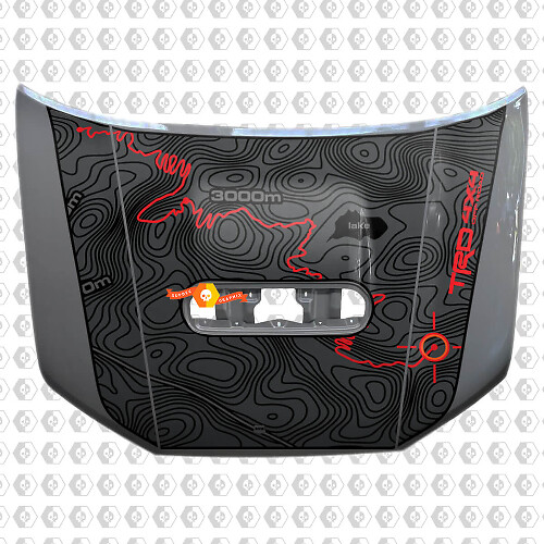 Toyota Tacoma 2020 Blackout Topografische kaart Avontuurlijke reis Vinyl Hood Decal Sticker TRD off-road
