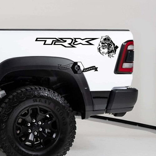 T-Rex Eet Raptor Achterzij Vinyl Stickerset voor Dodge Ram TRX 2020-23