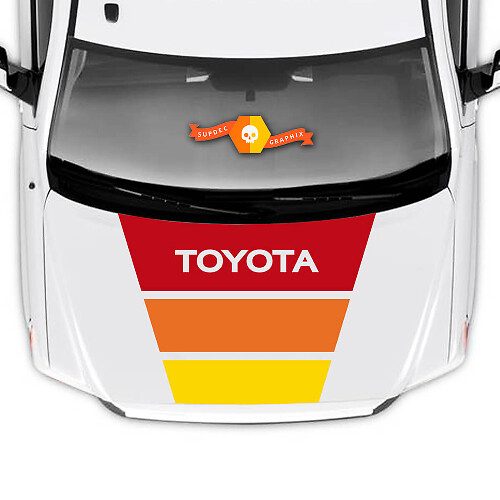Retro Driekleurige Motorkapstrepen Vinyl Decal voor Toyota Tundra 2014-2027