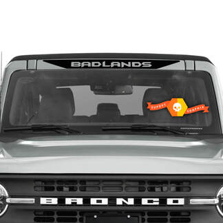 Badlands-logo vinylsticker boven voorruitbanner Bronco
