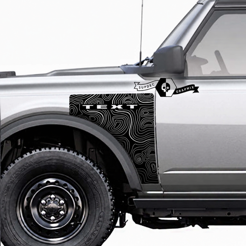Aangepaste tekst topografische kaart Everglades-stijl zijpaneel vinyl decal grafische set paar voor musclecar horse 13000