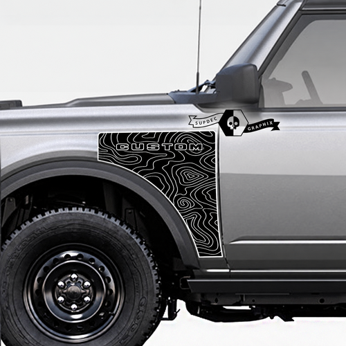 Everglades CUSTOM Topographic Map — Vinylsticker (spatbord) voor Ford Bronco