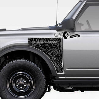 Paar Ford Bronco topografische kaart Everglades stijl zijpaneel vinyl sticker sticker grafische kit 1
