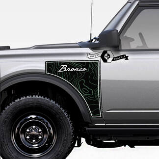 Paar Ford Bronco Logo Topografische Kaart Everglades Stijl Zijpaneel Vinyl Decal Sticker Grafische Kit 1
