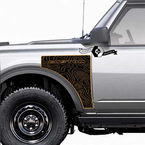 Everglades CUSTOM Gold Topographic Map — Vinylsticker (spatbord) voor Ford Bronco