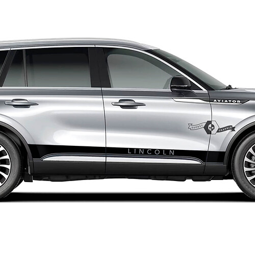 2 x Lincoln 2023 Aviator Doors Stripes Rocker Panel Side Vinyl Decals Graphics Sticker
