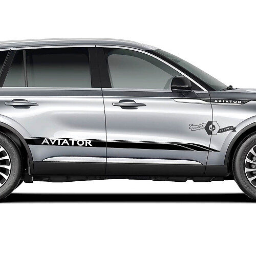 2 x Lincoln 2023 Aviator Doors Stripes Side Lines Vinyl Decals Graphics Sticker
