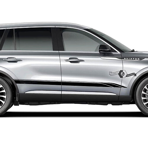 Race stijl zijstrepen vinyl decal kit voor Lincoln Aviator 2023