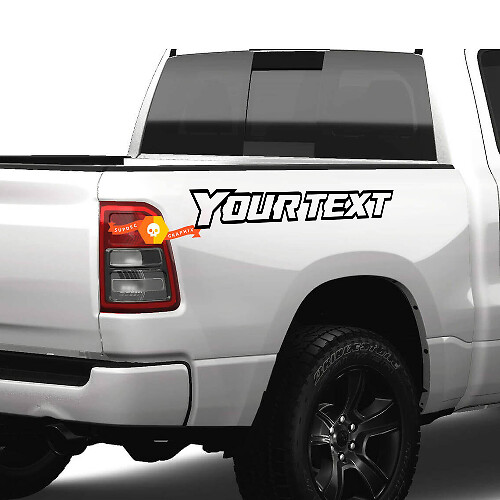 Aangepaste tekstomtrek bedzijde vinyl decal sticker voor Dodge Ram 1500