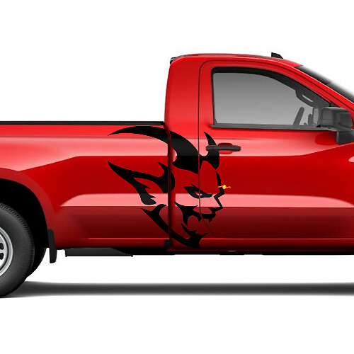 Demon Head Zij Vinyl Decal Set voor Chevy Silverado