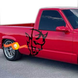 Dodge Demon op Chevy Silverado Large Side Logo Car Vinyl Decal Graphic Sticker Cast
