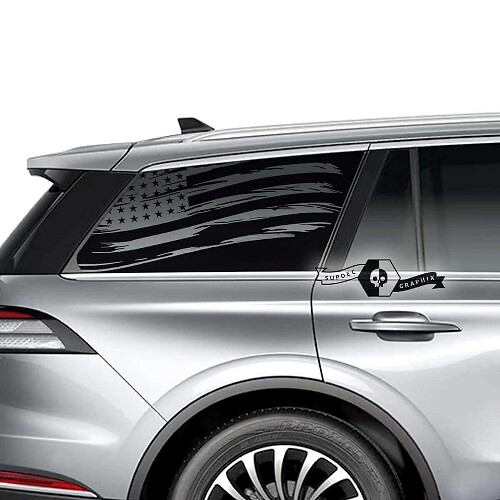 Versleten Amerikaanse Vlag Achterruit Vinyl Stickers Set voor Lincoln Aviator 2023
