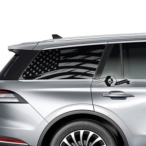 Paar Lincoln 2023 Aviator Window Amerikaanse vlag vernietigd vinyl stickers grafische sticker
