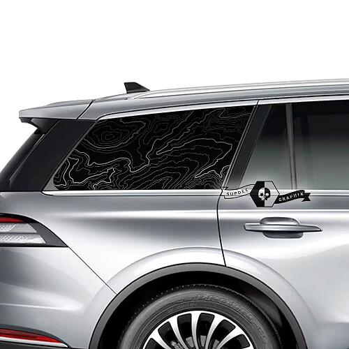 Paar Lincoln 2023 Aviator Window Contour Map Vinyl Decals Graphics Sticker
