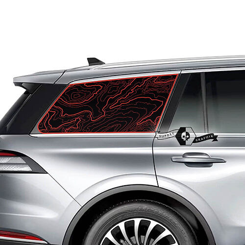Paar Lincoln 2023 Aviator Window Contour Map Vinyl Decals Graphics Sticker
