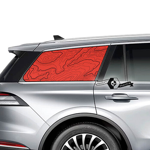 2x Lincoln 2023 Aviator Window Contour Map Vinyl Decals Graphics Sticker 2 kleuren
