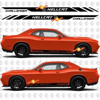 2X Dodge Challenger Hellcat Rocker Panel-stickers Stripe Vinyl Graphics 2011-2023
