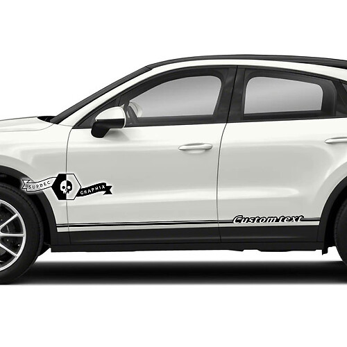 2x Porsche 2023 Porsche Cayenne Rocker Panel Zijstrepen Deuren Decals Stickers Aangepaste tekst
